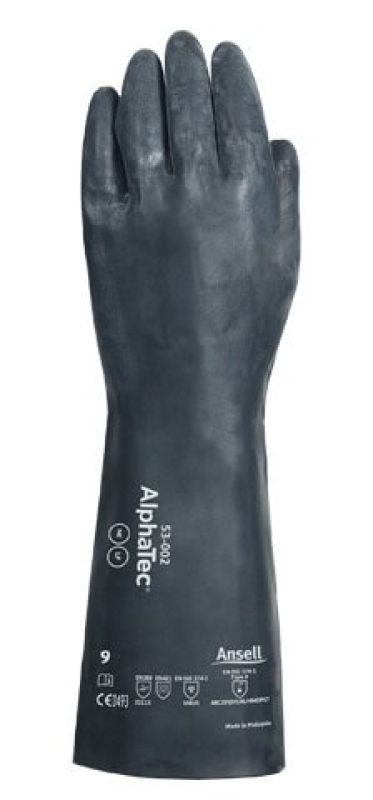 Preview: Ansell AlphaTec™ 53-002 Chemikalienschutzhandschuh 53002070, Für anspruchsvollen Chemikalienschutz in Industrie und Wartung, Größe 7, Schwarz, 350 mm lang, Mit MICROCHEM™ Chemical Barrier Technology