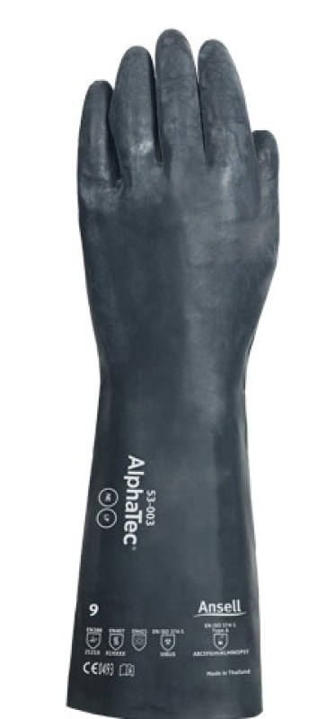 Preview: Ansell AlphaTec™ 53-003 Chemikalienschutzhandschuh 53003080, Für anspruchsvollen Chemikalienschutz mit mechanischer Beständigkeit, Größe 8, Schwarz, 350 mm lang, Mit MICROCHEM™ Chemical Barrier Technology