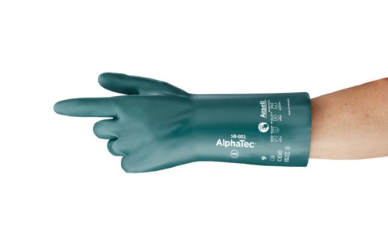 Preview: Ansell AlphaTec™ 58-001 ESD Chemikalienschutzhandschuh 58001080, Für Chemikalienschutz in ESD-Bereichen, Größe 8, Grün, 330 mm lang