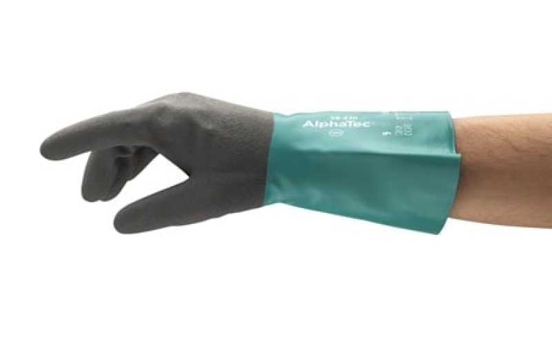 Preview: Ansell AlphaTec™ 58-430 Chemikalienschutzhandschuh 58430090, Für Chemie, Metallverarbeitung und Maschinenbau, Größe 9, Grün, 320 mm lang, kombiniert Ansell GRIP™ Technologie mit  Flexibilität und Fingerfertigkeit