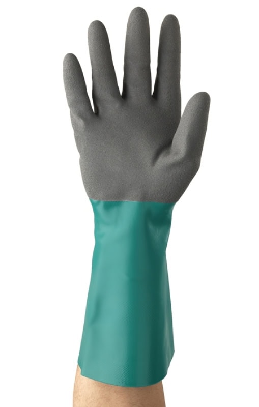 Preview: Ansell AlphaTec™ 58-435 Chemikalienschutzhandschuh 58435080, Für sicheres Arbeiten in öligen Arbeitsumgebungen, Größe 8, Grau, 380 mm lang, Mit Asell GRIP™ Technologie