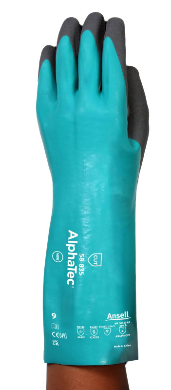 Preview: Ansell AlphaTec™ 58-835 Chemikalienschutzhandschuh 58835080, Für Schnitt- und Chemikalienschutz, Größe 8, Grau, 350 mm lang, Mit INTERCEPT™ und ANSELL GRIP™ Technologie