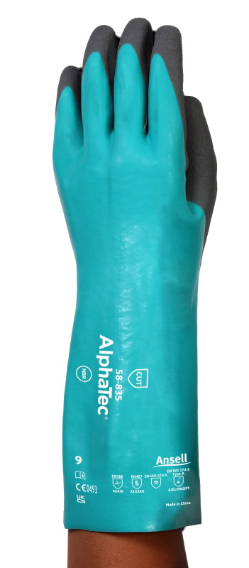 Preview: Ansell AlphaTec™ 58-835 Chemikalienschutzhandschuh 58835090, Für Schnitt- und Chemikalienschutz, Größe 9, Grau, 350 mm lang, Mit INTERCEPT™ und ANSELL GRIP™ Technologie