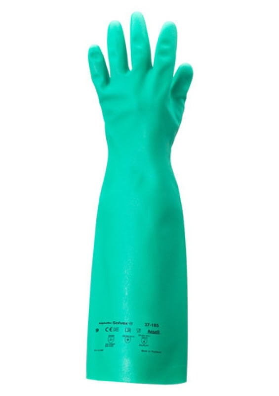 Preview: Ansell AlphaTec® Solvex® Chemikalienschutzhandschuh 37-185, Für Chemie-, Lebensmittel- und Prozessanlagen, Größe 8, Grün, 457 mm lang