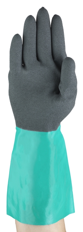Preview: Ansell AlphaTec® 58-535W Chemikalienschutzhandschuh 58535W110, Für hohe Griffsicherheit bei Chemikalienkontakt, Größe 11, Grau, 340 mm lang, Mit Ansell Grip™ Technologie