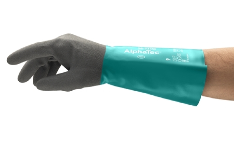 Preview: Ansell AlphaTec® 58-535W Chemikalienschutzhandschuh 58535W100, Für hohe Griffsicherheit bei Chemikalienkontakt, Größe 10, Grau, 340 mm lang, Mit Ansell Grip™ Technologie