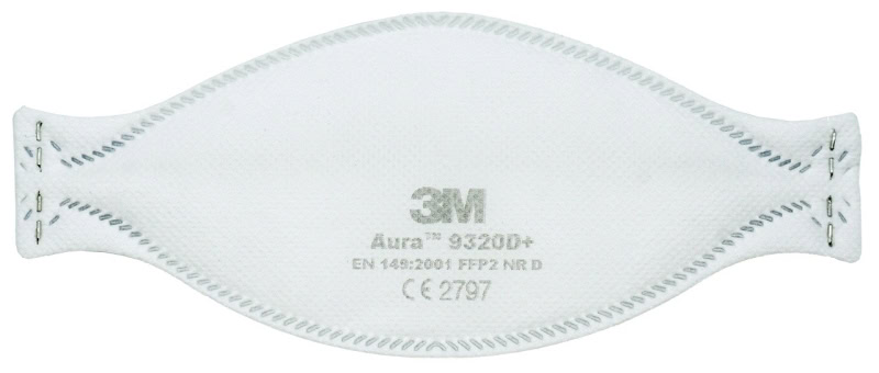 Preview: 3M™ Aura™ Atemschutzmaske 9320D+ FFP2 NR D, Industrievariante, Hygienisch einzelverpackt, Lose Industrieware ohne Kartonage, Pandemiemaske