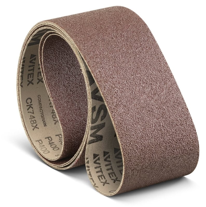 Preview: VSM COMPACTGRAIN (SIC) CK748X 701371, 150 mm x 3500 mm, S, P80, X-Polyester, Ausführung (E07), Rot-braun, Schmalband mit Siliziumkarbid, Für Edelstahl und Superlegierungen