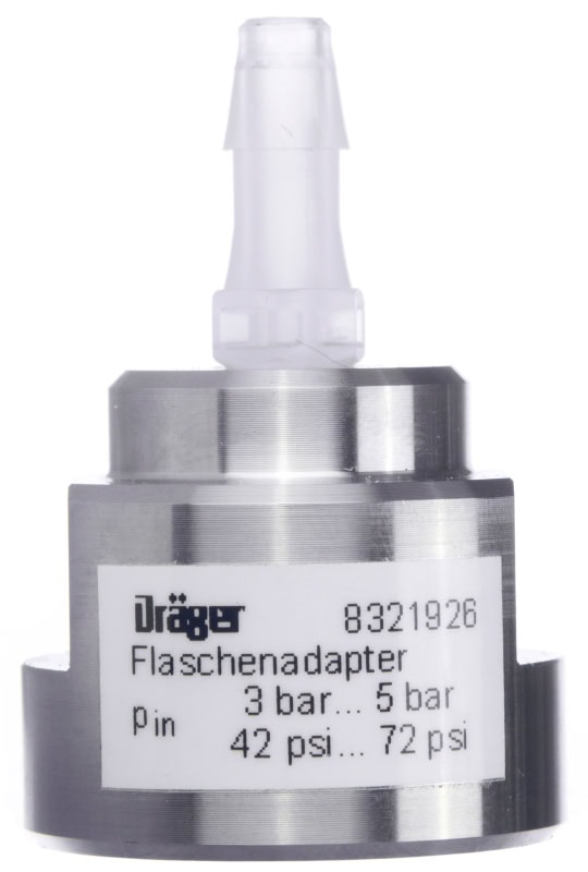 Preview: Dräger® Adapter C10 Mini-Can (5/8"x18) auf M4 Gewinde 8321926, Edelstahl, Geeignet für reaktive Gase, Für Dräger® Prüfgasflaschen und Regulierventile