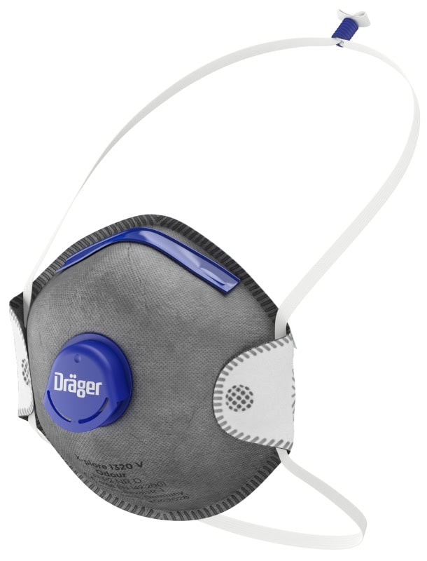 Preview: Dräger® X-plore® Vorgeformte Atemschutzmaske / Partikelmaske 1320 V Odour FFP2 NR D 3951215, Universalgröße, Hygienisch einzelverpackt, VarioFlex™ Kopfband, Mit Ausatemventil, Schützt effektiv gegen Feinstäube und Partikel