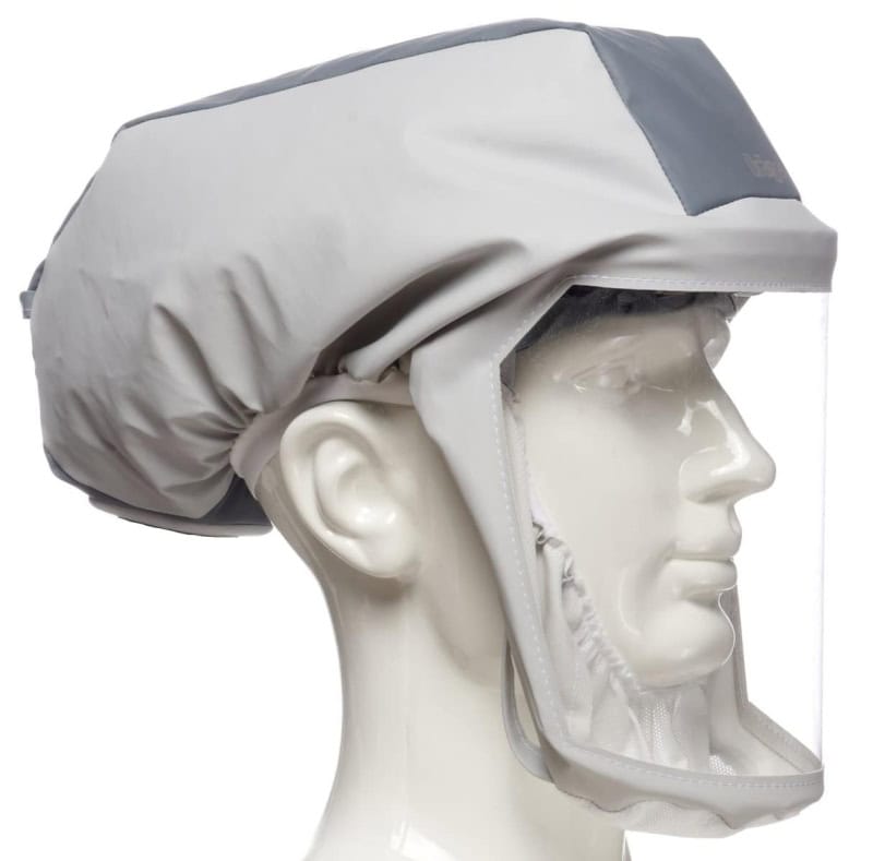 Preview: Dräger® X-plore® 8000 Premiumhaube R59840, Kurz, Größe S/M, TH3, 3B, Haube (PA/PU), Visier (PC), Weiß, inkl. Kopfhalterung und textiler Halsabdichtung