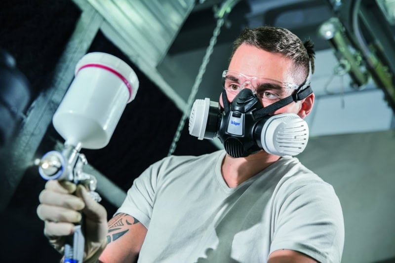 Preview: Dräger® X-plore® 3500 Gasmaske / Halbmaske Handwerker Set R56960, Größe M, P3 R D Partikelfilter, Dräger Flex, Dräger® Bajonett-Klick Filteranschluss