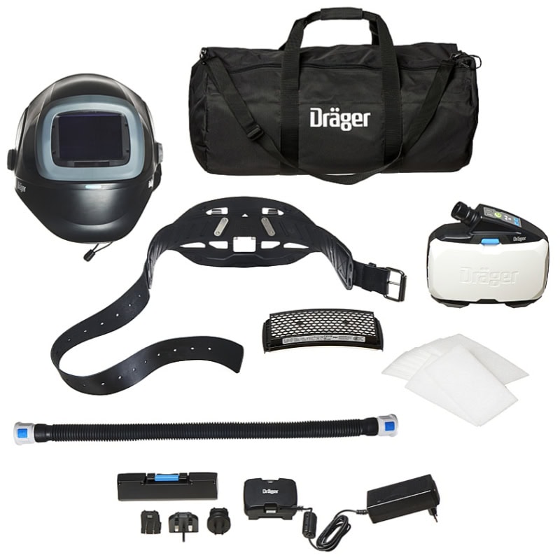 Preview: Dräger® X-plore® 8500 Schweißer Set Premium 3722131, TH3, 4A/3B, Seitenfenster, Hochklapp Funktion, Kopfband + Textilkopfschutz