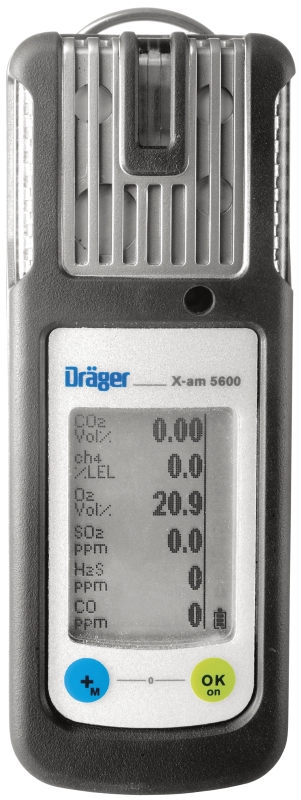 Preview: Dräger® X-am® 5600 Mehrgasmessgerät 8326580, Sensoren: IR EX/CO2, CO LC/H2S LC, O2, 1 bis 6 Gase Messgerät, IP 67 Wasserdicht, Für die Freimessung von Kanälen, Schächten und geschlossenen Räumen