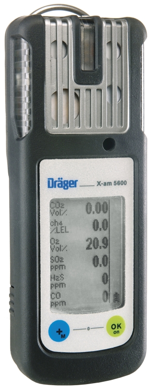 Preview: Dräger® X-am® 5600 Mehrgasmessgerät 8326580, Sensoren: IR EX/CO2, CO LC/H2S LC, O2, 1 bis 6 Gase Messgerät, IP 67 Wasserdicht, Für die Freimessung von Kanälen, Schächten und geschlossenen Räumen