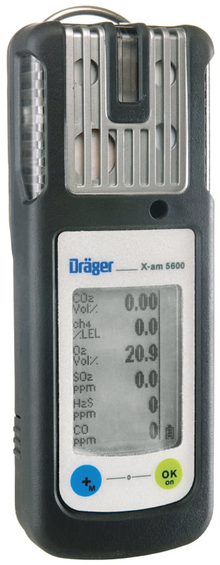 Preview: Dräger® X-am® 5600 Mehrgasmessgerät VN01547, Sensoren: IR EX/CO2, CO LC, NO, NO2, 1 bis 6 Gase Messgerät, IP 67 Wasserdicht, Für die Freimessung von Kanälen, Schächten und geschlossenen Räumen