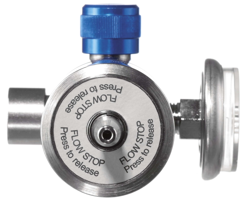 Preview: Dräger® Festdruck Regulierungsventil mit Flow Stop 8324251, Messing, Manuelles Ventil, 0,5 Liter/Min., Geeignet für nicht reaktive Gase, Für Dräger® X-Dock Station