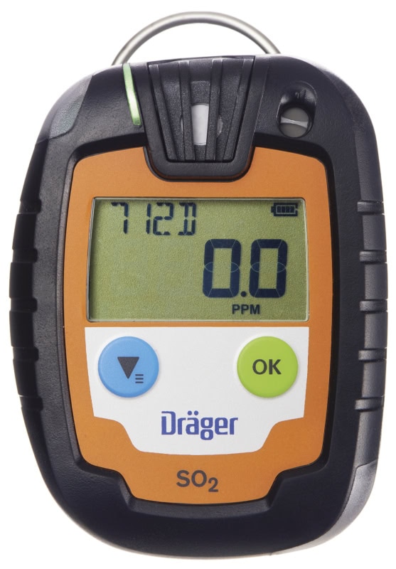 Preview: Dräger® Pac® 6000 Eingasmessgerät 8326323, Sensor: SO2, IP 68 Staub & Wasserdicht, Mobiles Gaswarngerät für Schwefeldioxid (SO2)