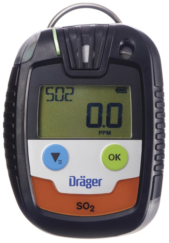 Preview: Dräger® Pac® 6500 Eingasmessgerät 8326333, Sensor: SO2, IP 68 Staub & Wasserdicht, Mobiles Gaswarngerät für Schwefeldioxid (SO2)