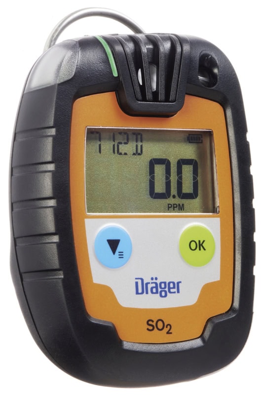 Preview: Dräger® Pac® 6000 Eingasmessgerät 8326323, Sensor: SO2, IP 68 Staub & Wasserdicht, Mobiles Gaswarngerät für Schwefeldioxid (SO2)