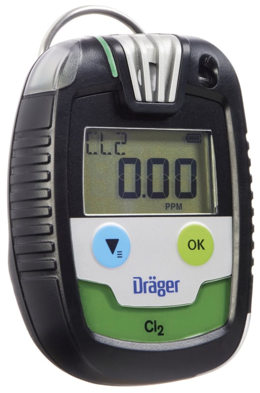 Preview: Dräger® Pac® 8000 Eingasmessgerät 8326352, Sensor: Cl2, IP 68 Staub & Wasserdicht, Mobiles Gaswarngerät für Chlor (Cl2), Flour (F2), Brom (BR2) & Chlordioxid (ClO2)