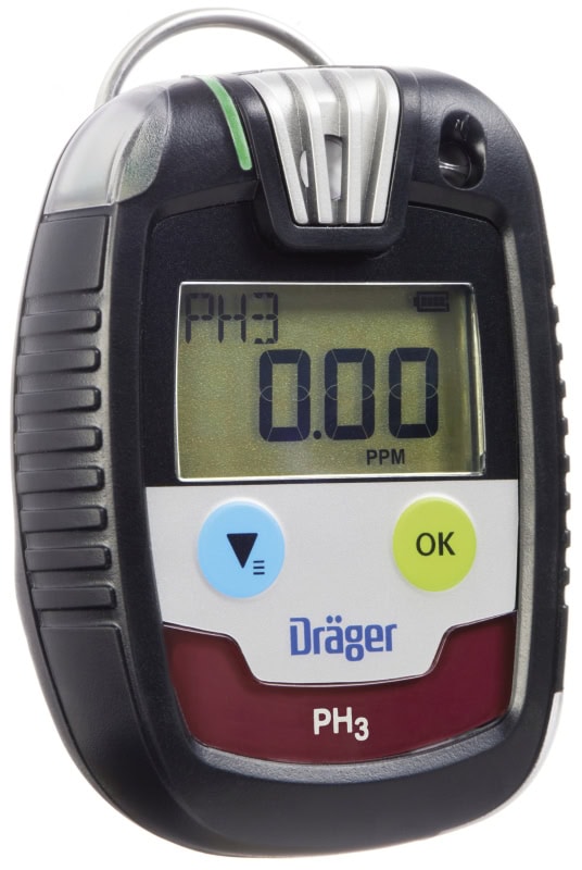 Preview: Dräger® Pac® 8000 Eingasmessgerät 8326355, Sensor: PH3, IP 68 Staub & Wasserdicht, Mobiles Gaswarngerät für Phosphorwasserstoff (PH3), Arsenwasserstoff (AsH3), Diboran (B2H6), Silan (SiH4), Germaniumwasserstoff (GeH4) & Selenwasserstoff (H2Se)