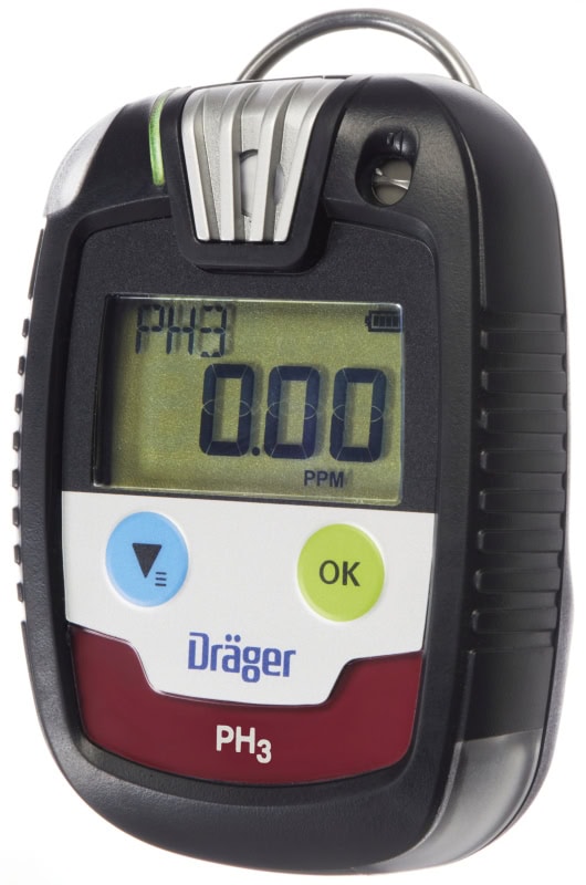 Preview: Dräger® Pac® 8000 Eingasmessgerät 8326355, Sensor: PH3, IP 68 Staub & Wasserdicht, Mobiles Gaswarngerät für Phosphorwasserstoff (PH3), Arsenwasserstoff (AsH3), Diboran (B2H6), Silan (SiH4), Germaniumwasserstoff (GeH4) & Selenwasserstoff (H2Se)