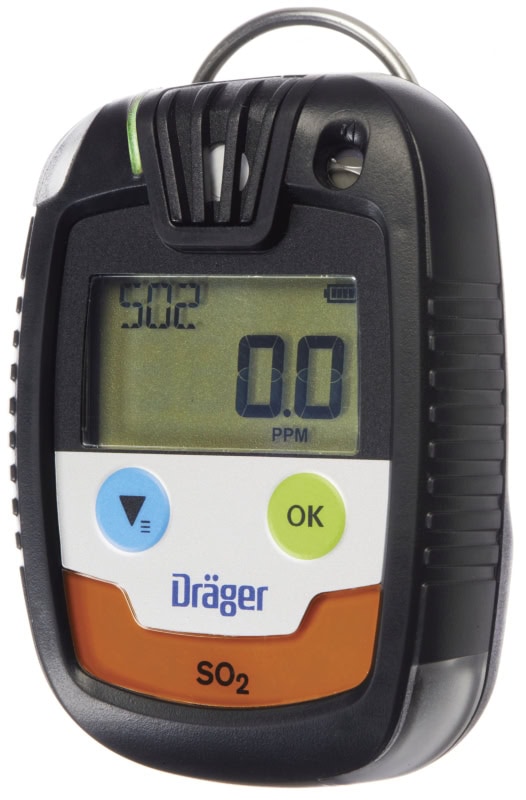 Preview: Dräger® Pac® 6500 Eingasmessgerät 8326333, Sensor: SO2, IP 68 Staub & Wasserdicht, Mobiles Gaswarngerät für Schwefeldioxid (SO2)