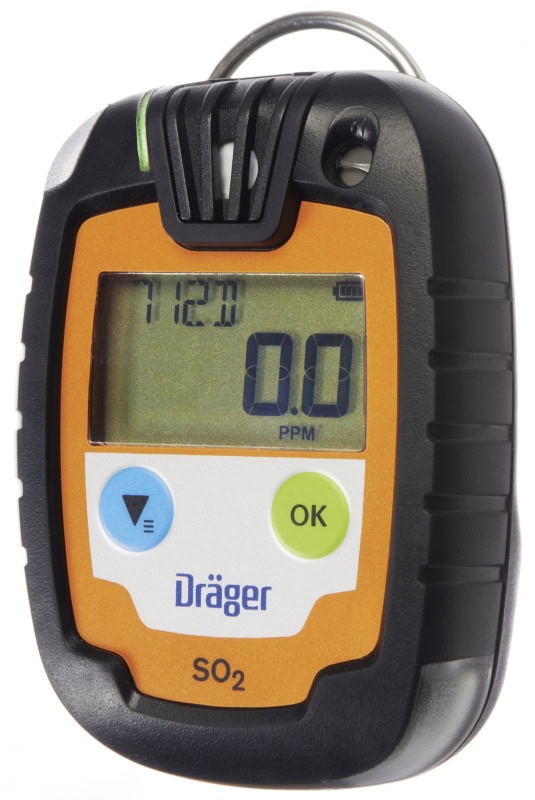 Preview: Dräger® Pac® 6000 Eingasmessgerät 8326323, Sensor: SO2, IP 68 Staub & Wasserdicht, Mobiles Gaswarngerät für Schwefeldioxid (SO2)