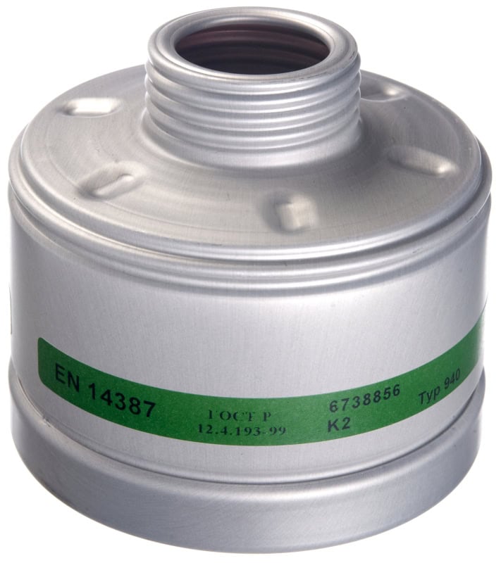 Preview: Dräger® X-plore® RD40 Gasfilter 940, 6738856, K2 R, 40 mm Rundfilteranschluss [NATO Standard], Gasfilter gegen Ammoniak und org. Ammoniakderivate