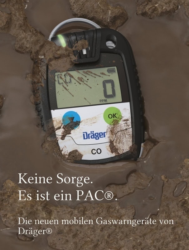 Preview: Dräger® Pac® 8500 2-in Eingasmessgerät 8326365, Dual Sensor: H2S/CO, IP 68 Staub & Wasserdicht, Mobiles Gaswarngerät für Schwefelwasserstoff (H2S) und Kohlenstoffmonoxid (CO)