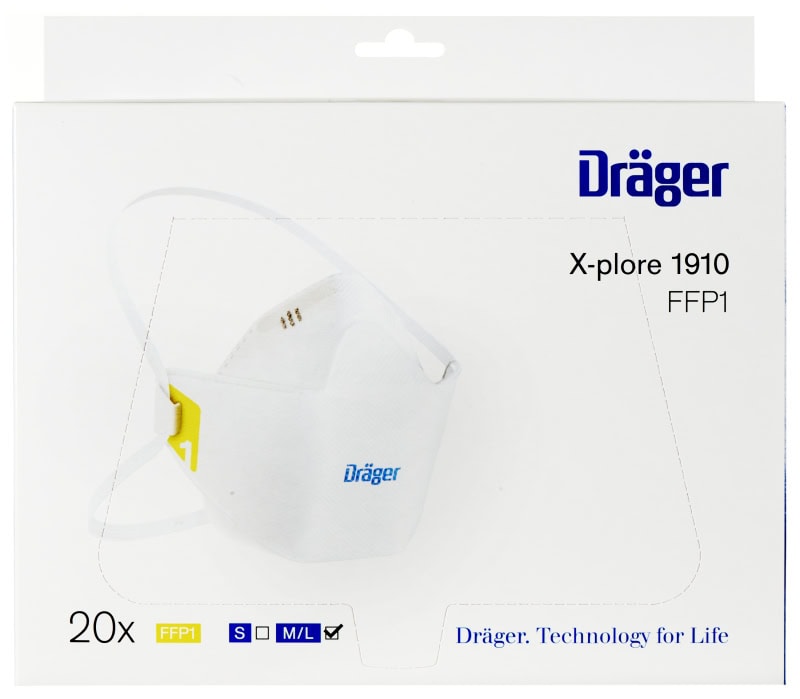 Preview: Dräger® X-plore® 1910 FFP1 NR D 3951911, Größe S, Ideal für Brillenträger, Hygienisch einzelverpackt, Wirksamer Schutz gegen Stäube und Partikel bei hohem Tragekomfort