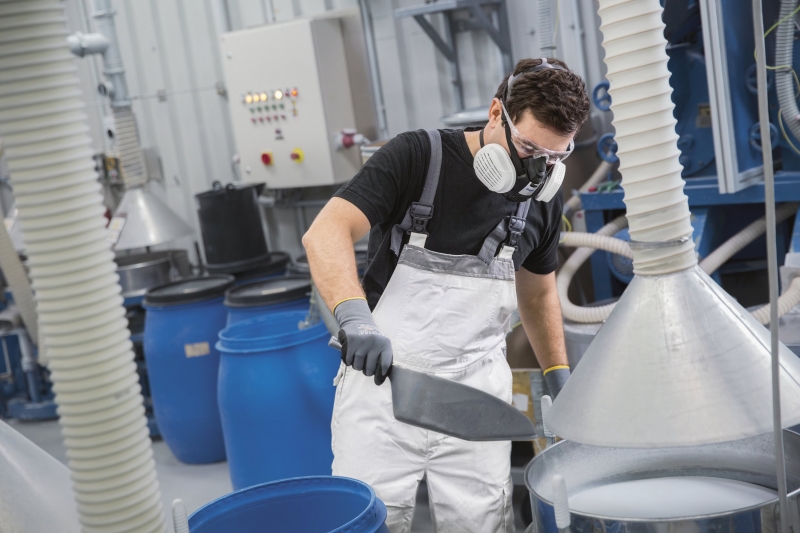 Preview: Dräger® X-plore® 3500 Gasmaske / Halbmaske Handwerker Set 3708068, Größe L, P3 R D Partikelfilter, Dräger Flex, Dräger® Bajonett-Klick Filteranschluss