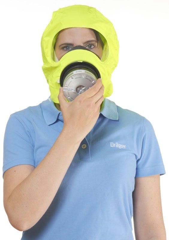 Preview: Dräger® PARAT® 4730 Industrie Fluchthaube R59431, ABEK15 P3 Kombi Filter für mind. 15 Min. Schutz, Hard Case, Universalgröße, Fluchthaube zum Schutz gegen toxische Industriegase, Dämpfe und Partikel