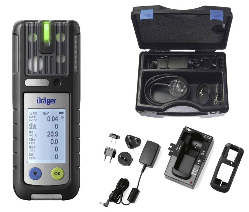 Preview: Dräger® X-am® 5800 Mehrgasmessgerät Freimessung Set 8326582, Sensoren: XD-IR EX/CO2, O2, H2S/CO, 1 bis 6 Gase Messgerät, inkl. Ladestation und Pumpen Koffer mit Zubehör, IP 67 Wasserdicht, Ideal für Kanalarbeiten zum Freimessen, [VN02183 + 3742458]