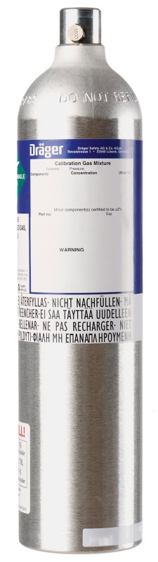 Preview: Dräger® Prüfgas 6812115, HCl / N2 [Chlorwasserstoff], 25 ppm, 58 Liter, 35 bar, Eingas, Testgaszylinder für Test Stationen für Begasungstests, Funktionskontrolle & Justierung