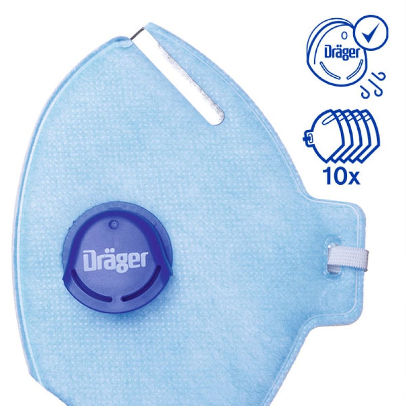 Preview: Dräger® X-plore® 1720+V FFP2 NR D Atemschutzmaske / Partikelmaske 3951384, Hygienisch einzelverpackt, Wirksamer Schutz gegen Feinstäube und Partikel bei hohem Tragekomfort