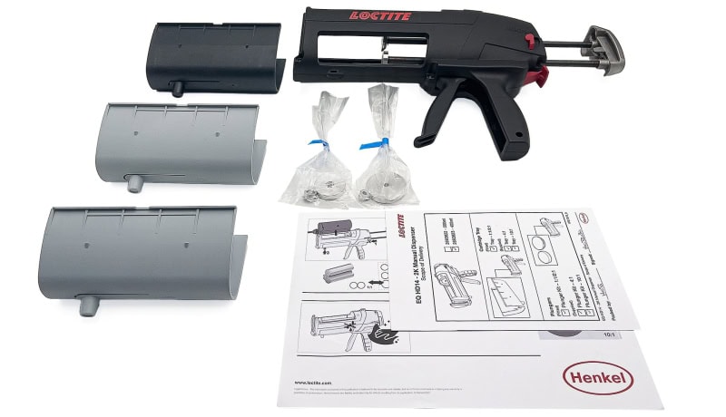 Preview: Henkel™ Loctite® EQ HD 14 Mechanisches 2K Auftragsgerät, 2693823, 1:1 / 2:1 / 4:1 / 10:1, für 400 ml / 490 ml Kartuschen, inkl. Umbausätze für alle Mischungsverhältnisse