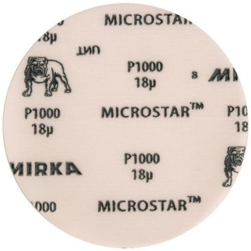 Preview: Mirka® Microstar FM62205093, Ø 150 mm, P1200, Ungelocht, Kletthaftend, Schleifscheibe mit Aluminiumkorn