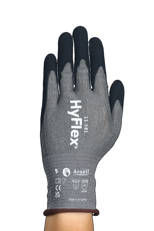 Preview: Ansell Hyflex™ 11-581 Schnittschutzhandschuh 11581060, Für scharfkantige Metallteile, Größe 6, Schwarz/ Grau, 225-278 mm lang, Mit FORTIX™ Technologie und 20% leichter