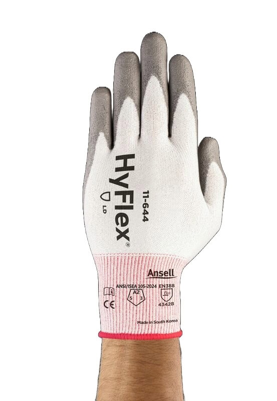 Preview: Ansell Hyflex™ 11-644 Schnittschutzhandschuh 11644090, Für präzise Metallbearbeitung, Größe 9, Grau/Weiss, 207-277 mm lang, Mit  INTERCEPT™ und mehr Flexibilität und Bewegungsfreiheit