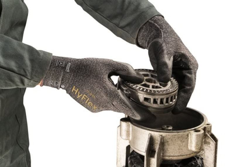 Preview: Ansell Hyflex™ 11-931 Schnittschutzhandschuh 11931070, Für zuverlässigen Schnittschutz mit ölabweisender Wirkung, Größe 7, Grau/ Schwarz, 212-261 mm lang, Mit GRIP™ und  RIPEL™ Flüssigkeitsabweisung