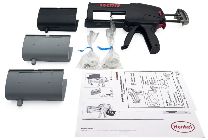 Preview: Henkel™ Loctite® EQ HD 14 Mechanisches 2K Auftragsgerät, 2693822, 1:1 / 2:1 / 4:1 / 10:1, für 200 ml Kartuschen, inkl. Umbausätze für alle Mischungsverhältnisse