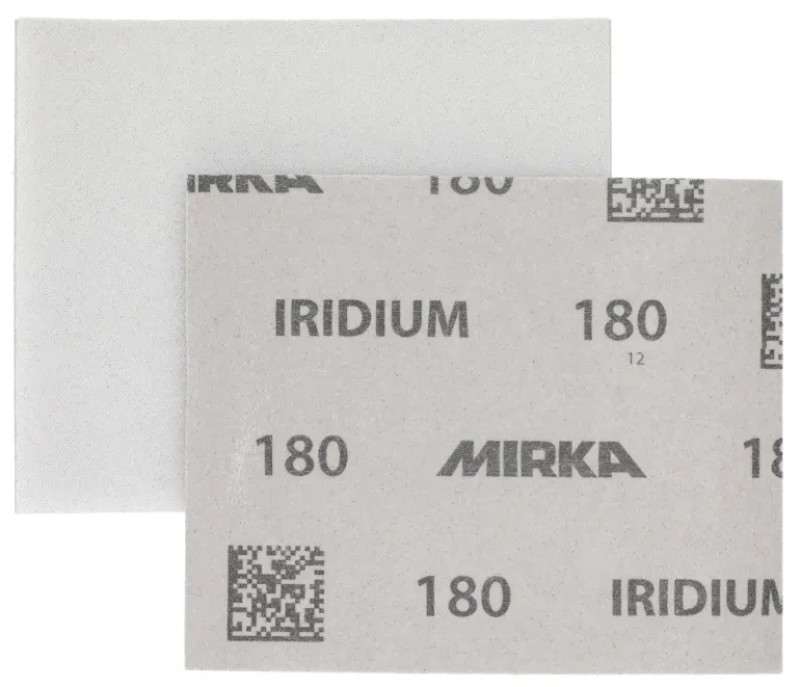 Preview: Mirka® Iridium® HS Soft Handpads 2471401032H0, Ø 115 mm x 140 mm, P320, Ohne Haftung, Mit Keramik- und Aluminiumkorn