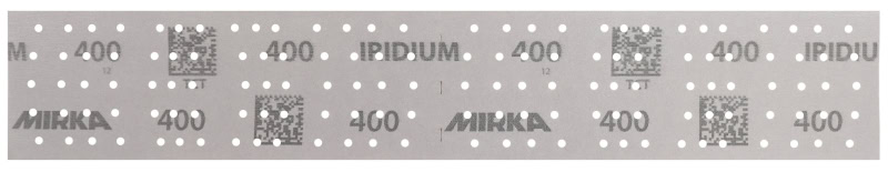 Preview: Mirka® Iridium® 246B205060, 70 mm x 400 mm, 2 mal in 70 x 198 mm Stücke perforiert, P60, Multilochung, Kletthaftend, Schleifstreifen mit Keramik- und Aluminiumkorn