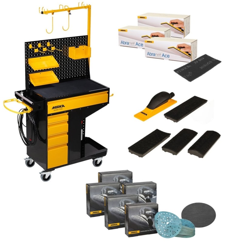 Preview: Mirka® Smart Cart IV KIT2214ARMDE, Mirka® Smart Cart IV Premium KIT Small im praktischen Bundle, Ideal für jede Werkstatt als mobile staubfreie Schleifstation