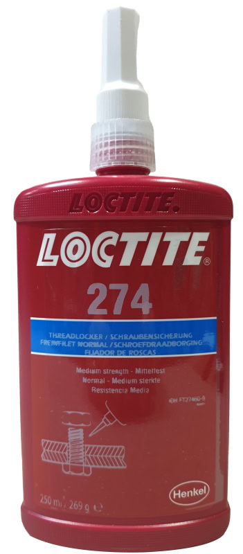 Preview: Henkel™ Loctite® 274 Schraubensicherung, 250 ml, Blau, Mittelfest, 88444, Zum Sichern und Dichten von Gewindeverbindungen