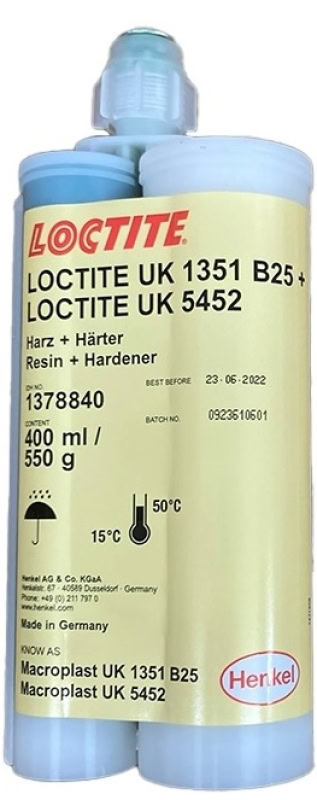 Preview: Henkel™ Loctite® UK 1351 B25 / UK 5452 Strukturklebstoff, 400 ml , Grün, 100:40, 2K, 1378840, Für Faserverbundwerkstoffe