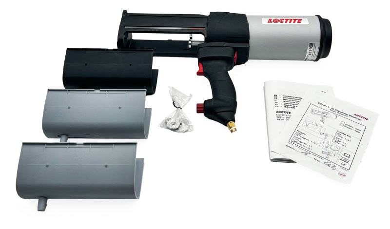 Preview: Henkel™ Loctite® EQ HD 14 Druckluft 2K Auftragsgerät, 2693825, 1:1 / 2:1 / 4:1 / 10:1, für 400 ml Kartuschen, inkl. Umbausätze für alle Mischungsverhältnisse