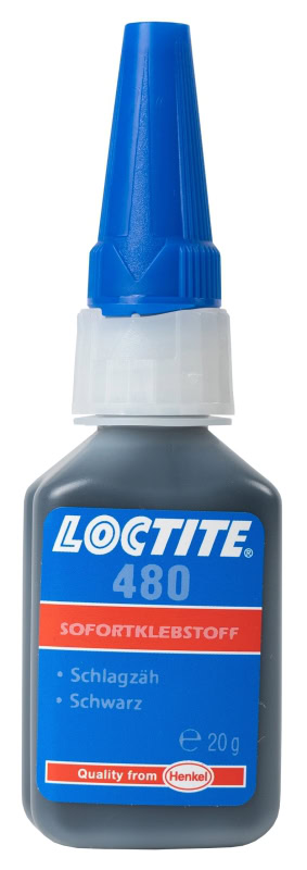 Preview: Henkel™ Loctite® 480 Sofortklebstoff, 20 g, Schwarz, 142411, Für Anwendungen mit geringem Spaltmaß